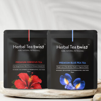 Premium Herbal Flower Teas | Hibiscus & Blue Pea | 120 Servings